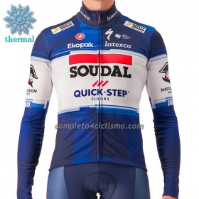Maglia 2023 Soudal Quick-Step Manica Lunga Winter Invernale Blu Bianco